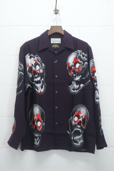 56 TATTOO STUDIO / L/S HAWAIIAN SHIRT (PURPLE)