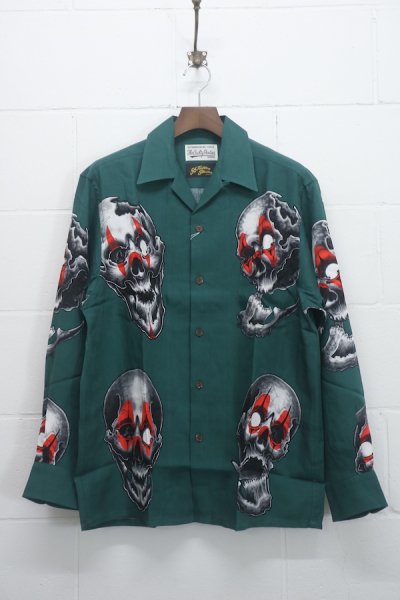 56 TATTOO STUDIO / L/S HAWAIIAN SHIRT (GREEN)