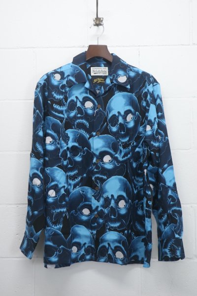 56 TATTOO STUDIO / HAWAIIAN SHIRT L/S ( TYPE-1 ) (BLUE)