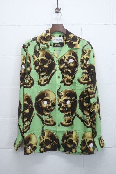 56 TATTOO STUDIO / HAWAIIAN SHIRT L/S ( TYPE-2 ) (L-GREEN)