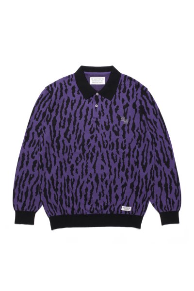 LEOPARD KNIT POLO SHIRT (PURPLE)