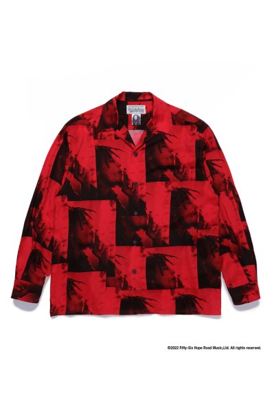 BOB MARLEY / HAWAIIAN SHIRT L/S ( TYPE-1 ) (RED)