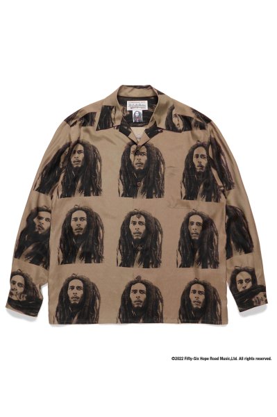 BOB MARLEY / HAWAIIAN SHIRT L/S ( TYPE-2 ) (BEIGE)