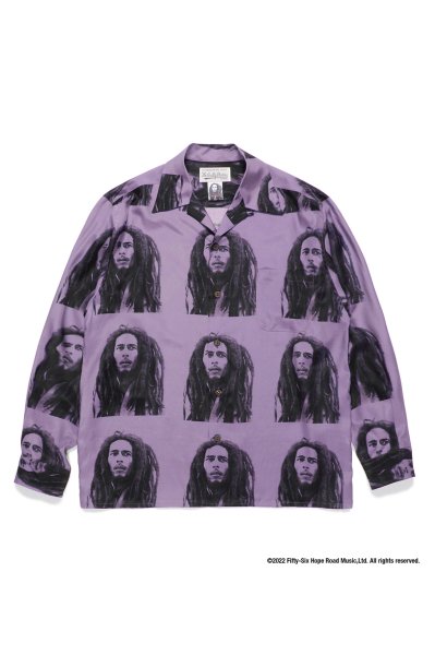 BOB MARLEY / HAWAIIAN SHIRT L/S ( TYPE-2 ) (PURPLE)