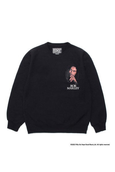 BOB MARLEY / HEAVY WEIGHT CREW NECK SWEAT SHIRT (BLACK)