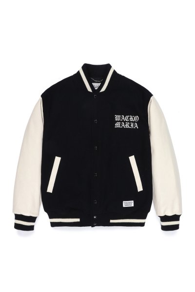 LEATHER VARSITY JACKET -B- ( TYPE-2 ) (BLACK)