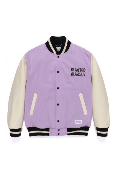 LEATHER VARSITY JACKET -B- ( TYPE-2 ) (L-PURPLE)