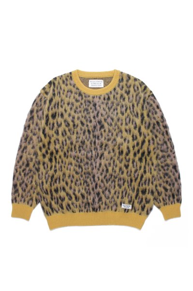 LEOPARD MOHAIR CREW NECK SWEATER ( TYPE-1 ) (YELLOW)