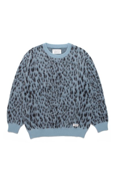 LEOPARD MOHAIR CREW NECK SWEATER ( TYPE-1 ) (BLUE)