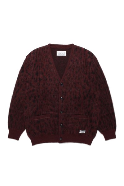 LEOPARD MOHAIR CARDIGAN ( TYPE-1 ) (BURGUNDY)