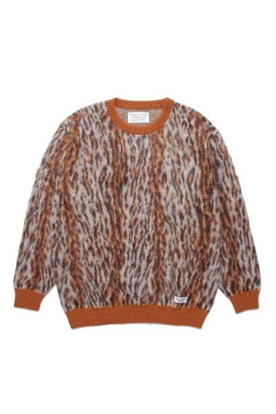 LEOPARD MOHAIR CREW NECK SWEATER ( TYPE-2 ) (WHITE)