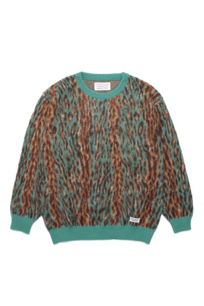 LEOPARD MOHAIR CREW NECK SWEATER ( TYPE-2 ) (GREEN)