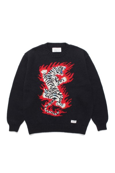 TIM LEHI / INTARSIA CREW NECK SWEATER (BLACK)