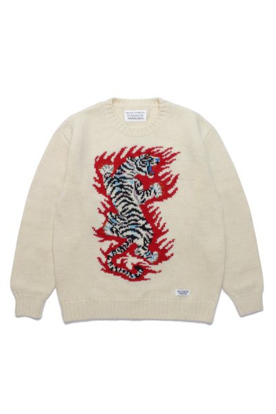 TIM LEHI / INTARSIA CREW NECK SWEATER (WHITE)