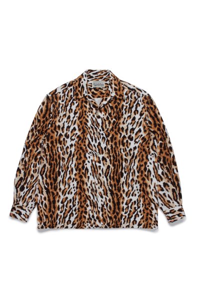 LEOPARD CORDUROY OPEN COLLAR SHIRT ( TYPE-2 ) (WHITE)