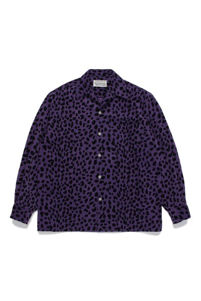 LEOPARD CORDUROY OPEN COLLAR SHIRT ( TYPE-3 ) (PURPLE)