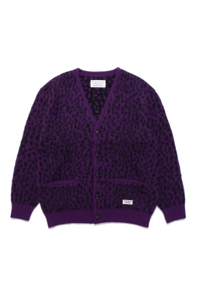 LEOPARD HEAVY MOHAIR CARDIGAN (PURPLE)