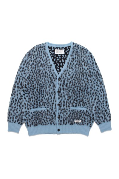 LEOPARD HEAVY MOHAIR CARDIGAN (L-BLUE)