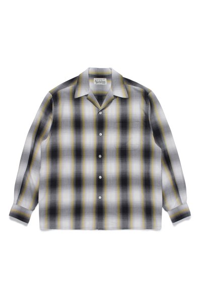 OMBRE CHECK OPEN COLLAR SHIRT L/S ( TYPE-1 ) (YELLOW)