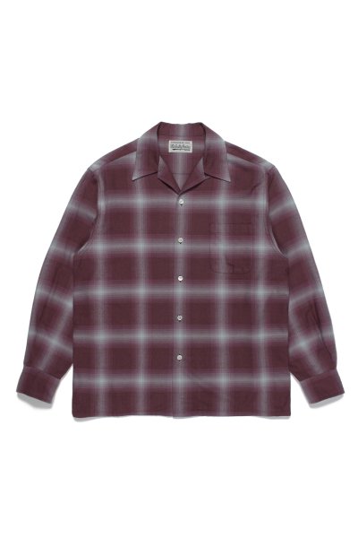 OMBRE CHECK OPEN COLLAR SHIRT L/S ( TYPE-2 ) (D-RED)