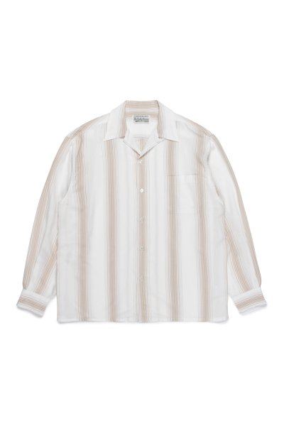 STRIPED OPEN COLLAR SHIRT L/S (WHITE)