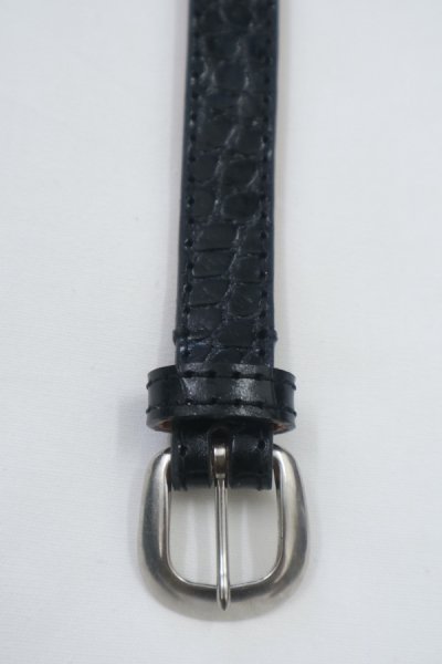 NARROW DRESS BELT (CROCO-BLACK)