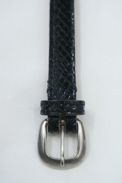 NARROW DRESS BELT (PYTHON-BLACK)