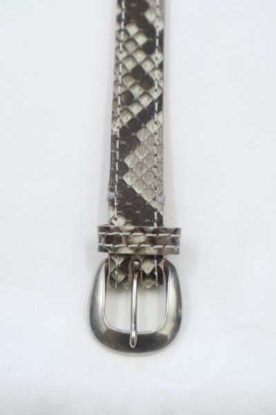 NARROW DRESS BELT (PYTHON-WHITE)