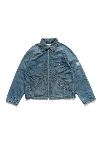 ROLL-COLLAR ZIP JACKET (SCAR FACE) (INDIGO (SCAR FACE))