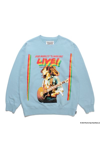 BOB MARLEY / MIDDLE WEIGHT CREW NECK SWEAT SHIRT (L-BLUE)