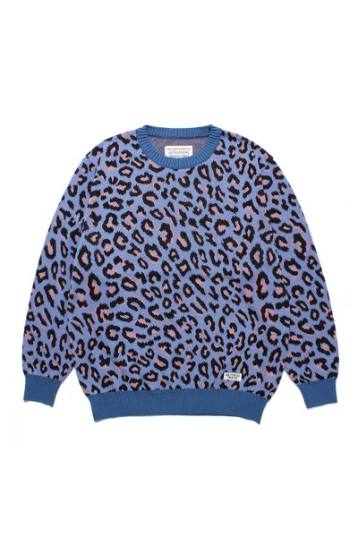 LEOPARD JACQUARD SWEATER (BLUE)