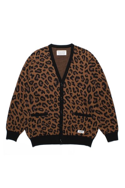 LEOPARD JACQUARD CARDIGANR (BROWN)