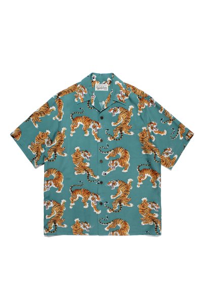 TIM LEHI / S/S HAWAIIAN SHIRT ( TYPE-4 )(GREEN)