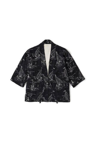 ORIENTAL FRONT BEACH SHIRTS (MARINE）(BLACK)