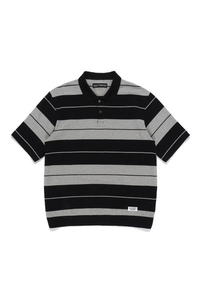 STRIPED POLO SHIRT S/S (GRAY-BLACK)