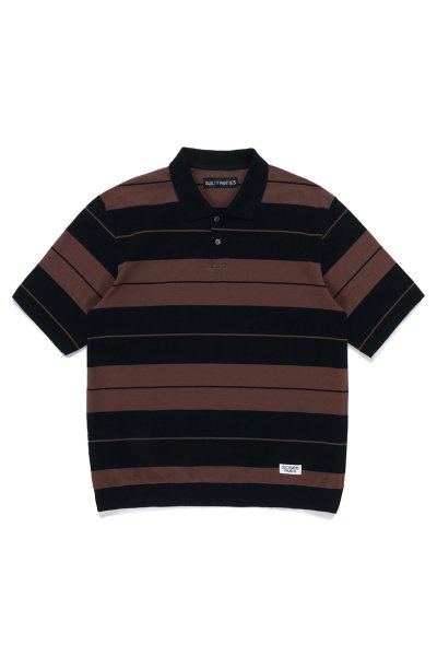 STRIPED POLO SHIRT S/S (BROWN-BLACK)