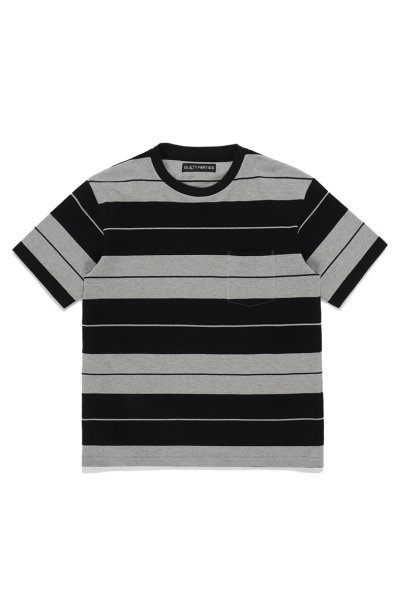 STRIPED CREW NECK T-SHIRT (GRAY-BLACK)