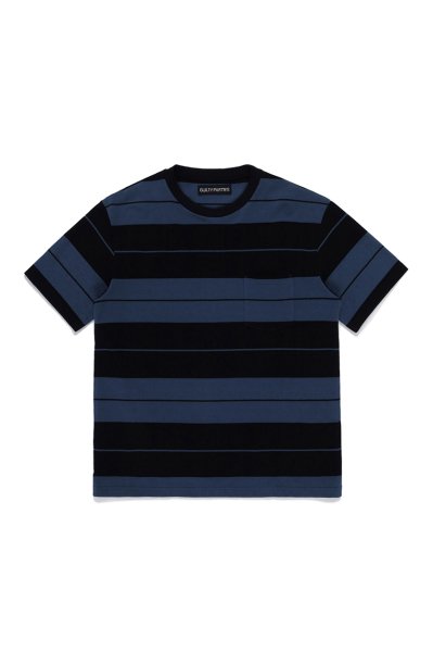 STRIPED CREW NECK T-SHIRT (NAVY-BLACK)