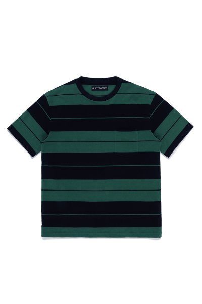 STRIPED CREW NECK T-SHIRT (GREEN-BLACK)