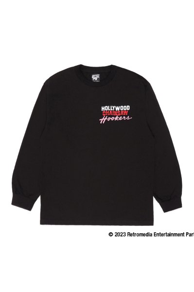 HOLLYWOOD CHAINSAW HOOKERS / CREW NECK LONG SLEEVE T-SHIRT ( TYPE-2 ) (BLACK)