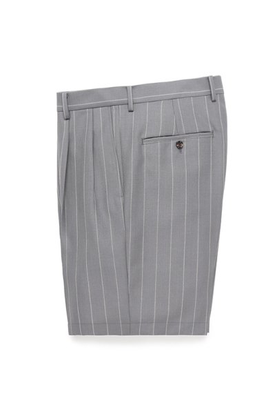 DOUBLE PLEATED SHORT TROUSERS ストライプ( TYPE-3 )(GRAY)