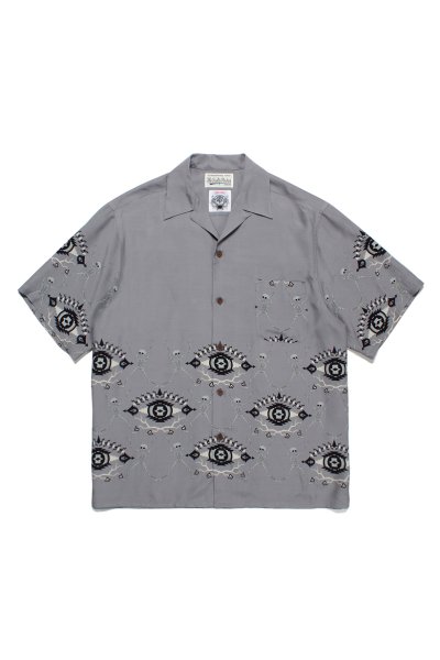 WOLF'S HEAD / S/S HAWAIIAN SHIRT ( TYPE-5 )（GRAY）