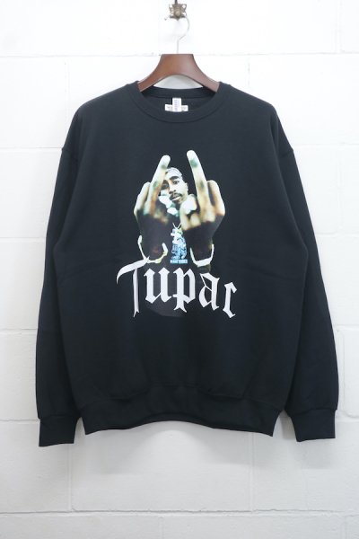 TUPAC / CREW NECK SWEAT SHIRT(BLACK)