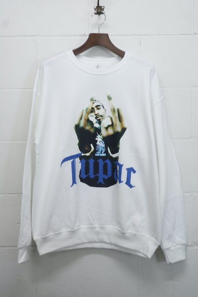 TUPAC / CREW NECK SWEAT SHIRT(WHITE)