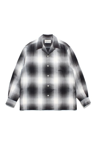 OMBRE CHECK OPEN COLLAR SHIRT L/S (WHITE)