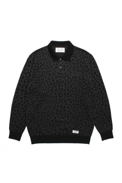 LEOPARD KNIT POLO SHIRT (CHARCOAL)