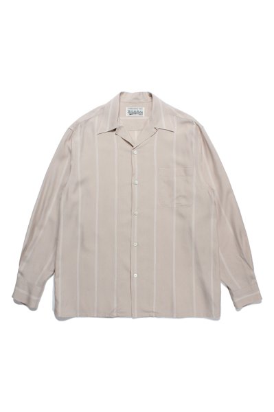 STRIPED OPEN COLLAR SHIRT L/S ( TYPE-2 ) (BEIGE)