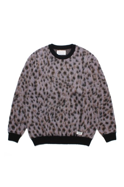 LEOPARD MOHAIR CREW NECK SWEATER ( TYPE-1 ) (PURPLE)