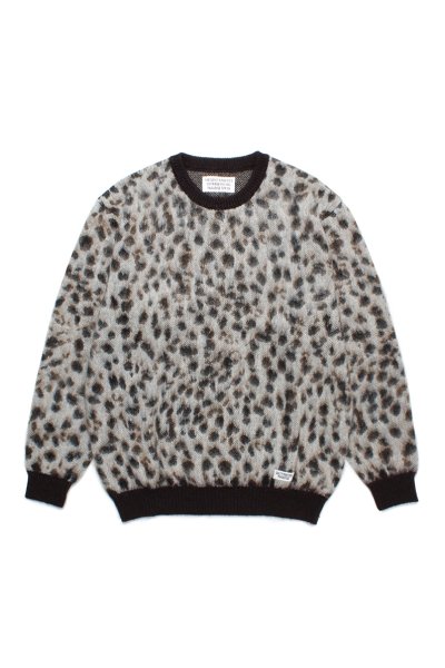 LEOPARD MOHAIR CREW NECK SWEATER ( TYPE-1 ) (WHITE)