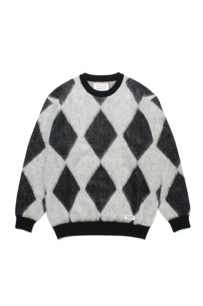 DIAMOND MOHAIR CREW NECK SWEATER (WHITE)